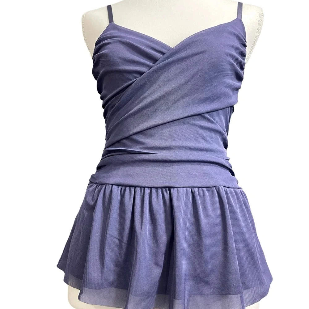 Express Purple Y2k 90s Ruched Babydoll Empire Waist Tank Top XS Whimsigoth Fairy - Picture 2 of 9